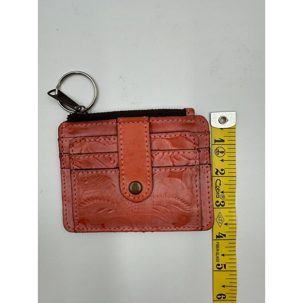 Patricia Nash ID Card Case Wallet Cassis w/ Key Ring Flower Design Orange EUC - Picture 3 of 6